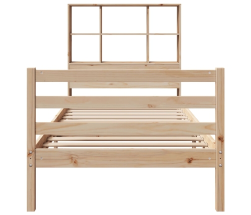 Cama con estantería sin colchón madera maciza de pino 90x190 cm