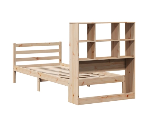 Cama con estantería sin colchón madera maciza de pino 90x190 cm