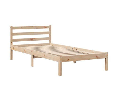 Cama con estantería sin colchón madera maciza de pino 90x190 cm