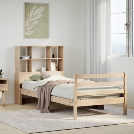 Cama con estantería sin colchón madera maciza de pino 90x190 cm