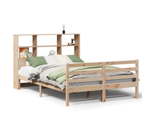 Cama con estantería sin colchón madera maciza de pino 120x190cm