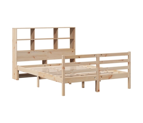 Cama con estantería sin colchón madera maciza de pino 135x190cm