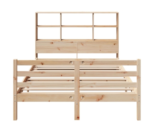 Cama con estantería sin colchón madera maciza de pino 140x190cm
