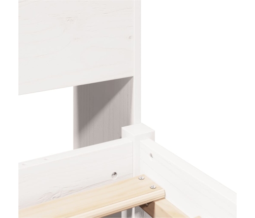 Cama con estantería sin colchón madera maciza blanca 140x200 cm