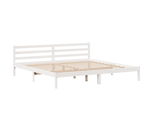 Cama con estantería sin colchón madera maciza blanca 180x200 cm