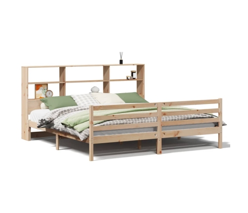 Cama con estantería sin colchón madera maciza de pino 200x200cm