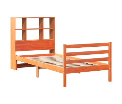 Cama con estantería sin colchón madera maciza marrón 75x190 cm