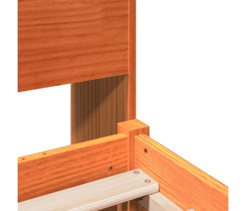 Cama con estantería sin colchón madera maciza marrón 75x190 cm