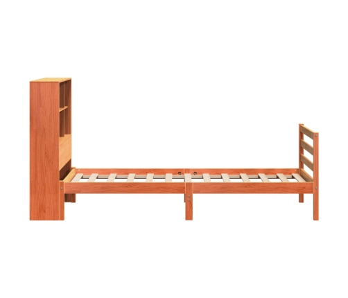 Cama con estantería sin colchón madera maciza marrón 90x190 cm