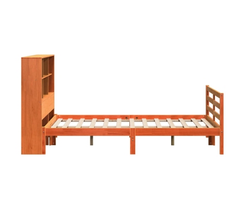 Cama con estantería sin colchón madera maciza marrón 120x190 cm