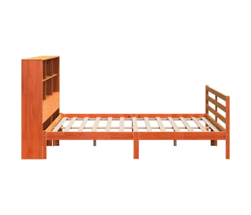 Cama con estantería sin colchón madera maciza marrón 200x200 cm