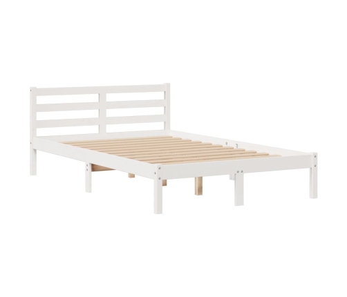 Cama con estantería sin colchón madera maciza blanca 120x190 cm