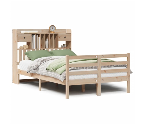 Cama con estantería sin colchón madera maciza de pino 135x190cm