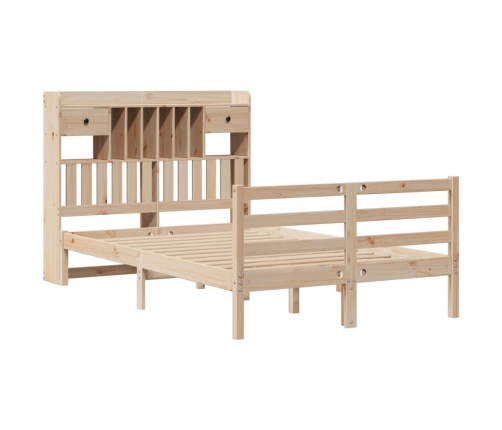 Cama con estantería sin colchón madera maciza de pino 135x190cm