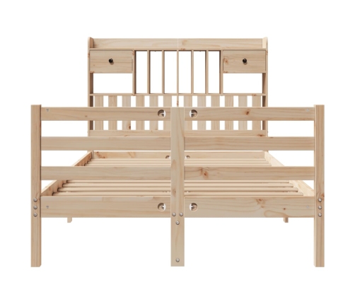 Cama con estantería sin colchón madera maciza de pino 135x190cm