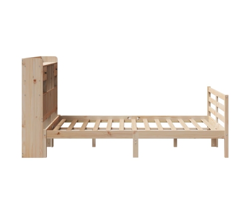 Cama con estantería sin colchón madera maciza de pino 135x190cm