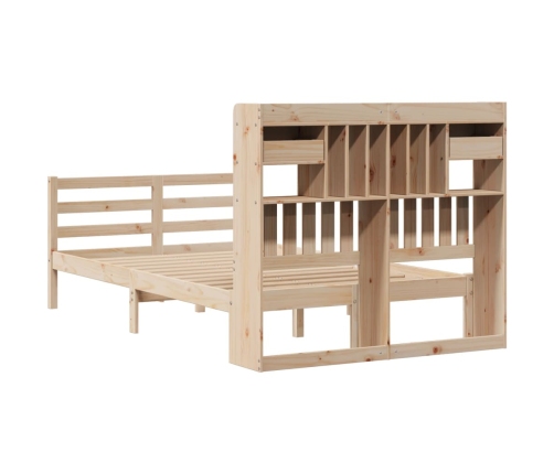 Cama con estantería sin colchón madera maciza de pino 135x190cm
