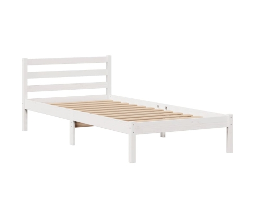 Cama con estantería sin colchón madera maciza blanca 100x200 cm