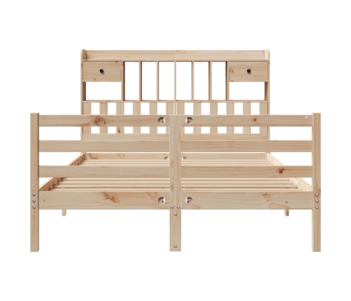 Cama con estantería sin colchón madera maciza de pino 150x200cm