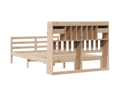 Cama con estantería sin colchón madera maciza de pino 150x200cm