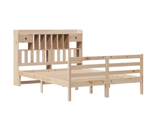 Cama con estantería sin colchón madera maciza de pino 160x200cm