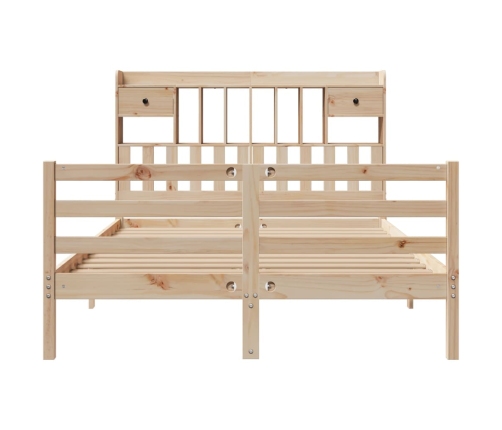 Cama con estantería sin colchón madera maciza de pino 160x200cm