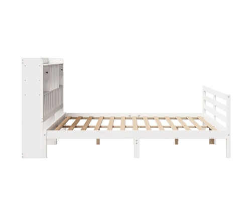 Cama con estantería sin colchón madera maciza blanca 200x200 cm