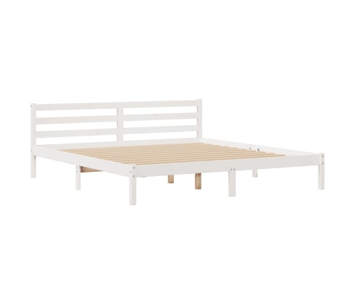 Cama con estantería sin colchón madera maciza blanca 200x200 cm