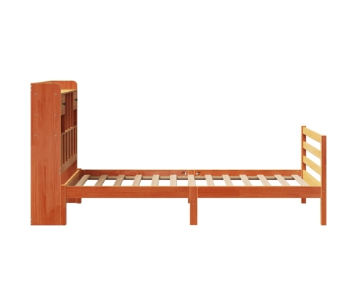 Cama con estantería sin colchón madera maciza marrón 90x190 cm