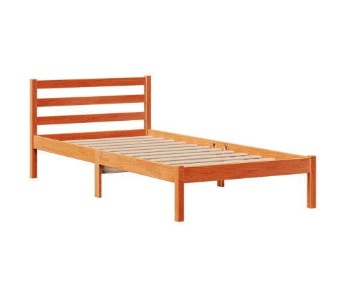 Cama con estantería sin colchón madera maciza marrón 90x190 cm