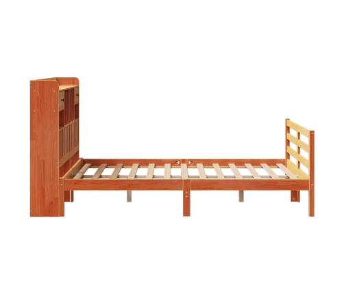 Cama con estantería sin colchón madera maciza marrón 120x190 cm