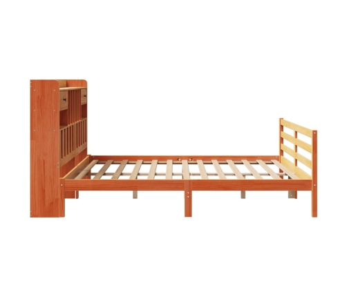 Cama con estantería sin colchón madera maciza marrón 200x200 cm