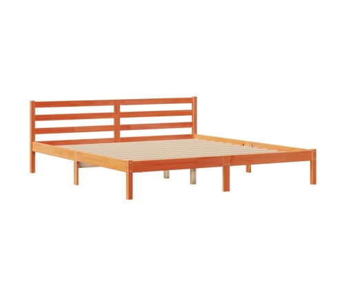 Cama con estantería sin colchón madera maciza marrón 200x200 cm