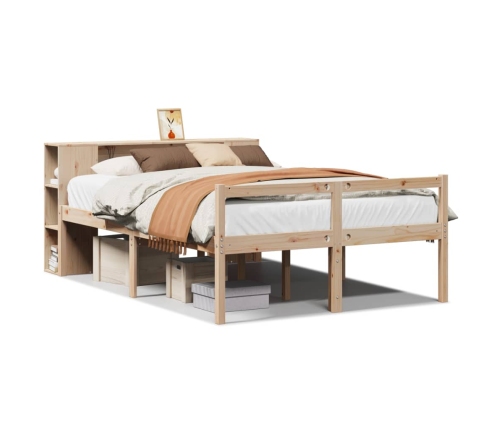 Cama con estantería sin colchón madera maciza de pino 120x190cm