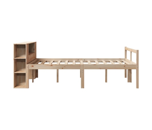 Cama con estantería sin colchón madera maciza de pino 120x190cm