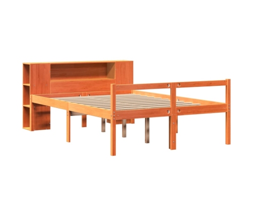 Cama con estantería sin colchón madera maciza marrón 120x190 cm