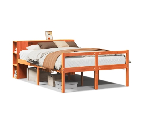 Cama con estantería sin colchón madera maciza marrón 120x200cm