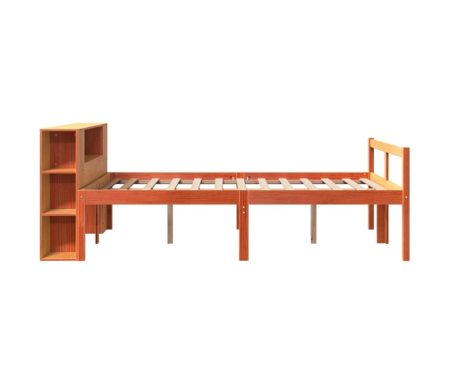 Cama con estantería sin colchón madera maciza marrón 120x200cm