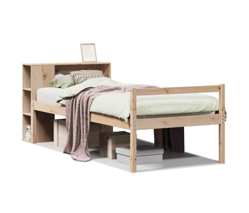 Cama con estantería sin colchón madera maciza de pino 90x200 cm