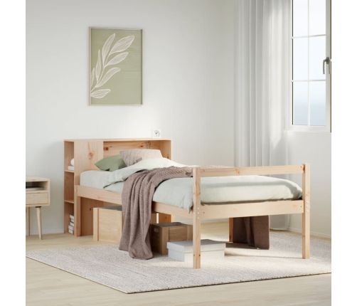 Cama con estantería sin colchón madera maciza de pino 90x200 cm