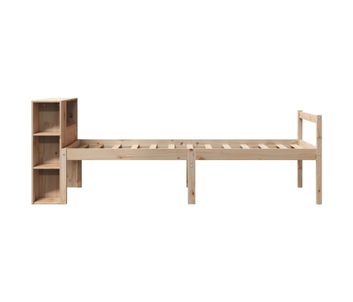 Cama con estantería sin colchón madera maciza de pino 100x200cm