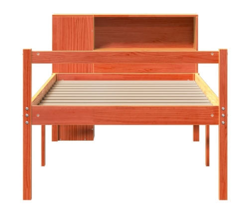 Cama con estantería sin colchón madera maciza marrón 75x190 cm