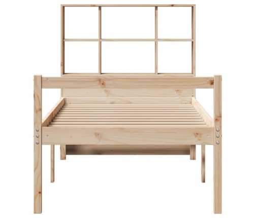 Cama con estantería sin colchón madera maciza de pino 75x190 cm