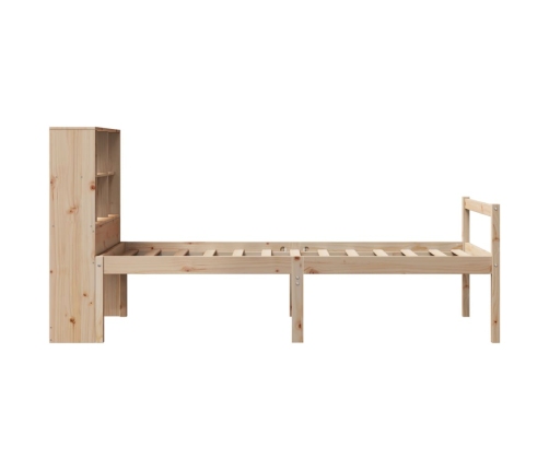 Cama con estantería sin colchón madera maciza de pino 75x190 cm