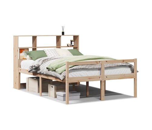 Cama con estantería sin colchón madera maciza de pino 120x190cm
