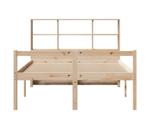 Cama con estantería sin colchón madera maciza de pino 120x190cm