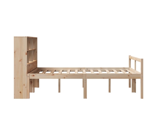Cama con estantería sin colchón madera maciza de pino 120x190cm