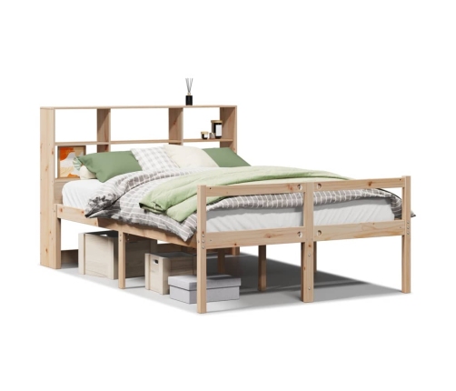 Cama con estantería sin colchón madera maciza de pino 140x200cm