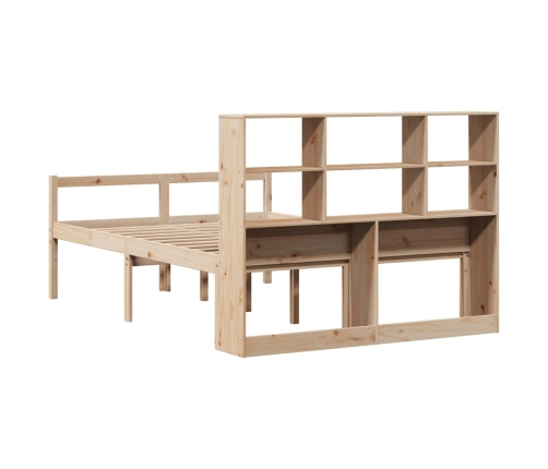 Cama con estantería sin colchón madera maciza de pino 140x200cm