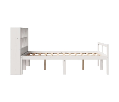 Cama con estantería sin colchón madera maciza blanca 150x200 cm